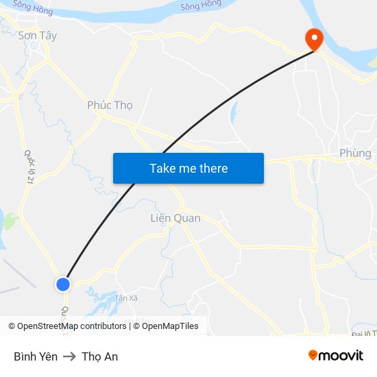 Bình Yên to Thọ An map