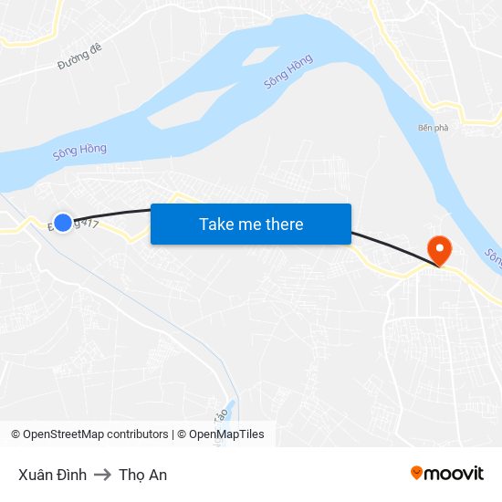 Xuân Đình to Thọ An map