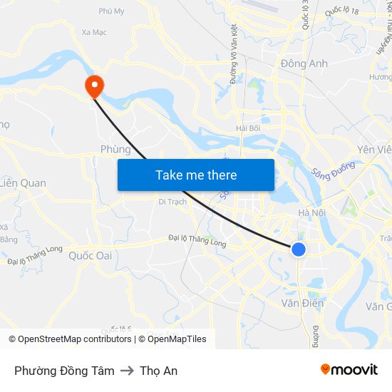 Phường Đồng Tâm to Thọ An map