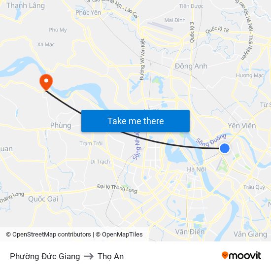 Phường Đức Giang to Thọ An map