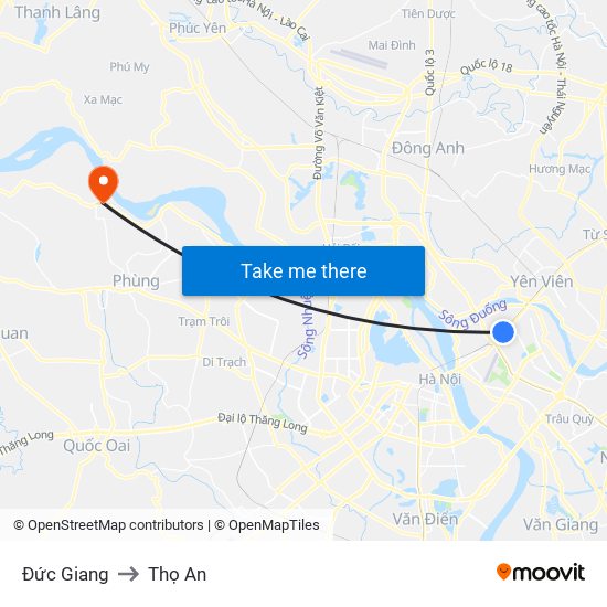 Đức Giang to Thọ An map