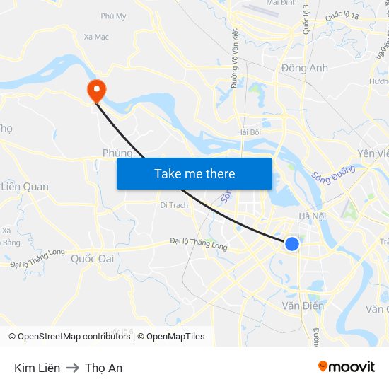 Kim Liên to Thọ An map