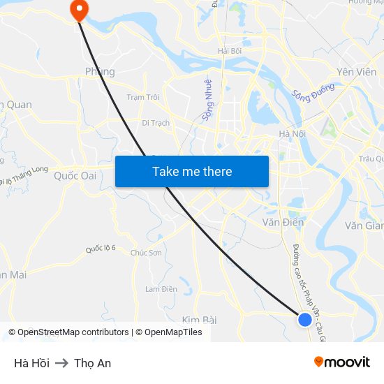 Hà Hồi to Thọ An map