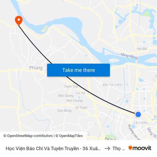 Học Viện Báo Chí Và Tuyên Truyền - 36 Xuân Thủy to Thọ An map