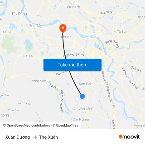 Xuân Dương to Thọ Xuân map
