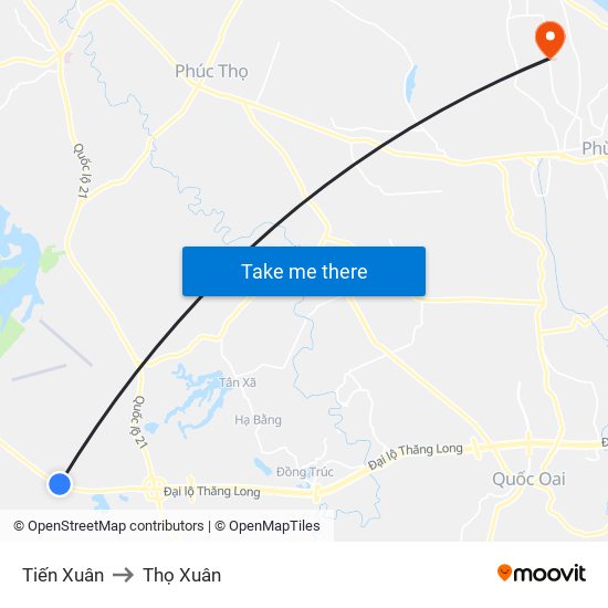 Tiến Xuân to Thọ Xuân map