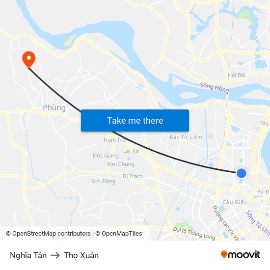 Nghĩa Tân to Thọ Xuân map