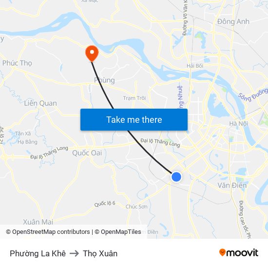 Phường La Khê to Thọ Xuân map