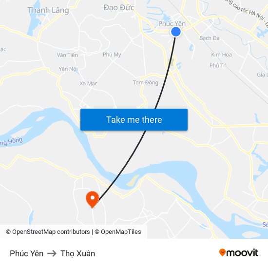 Phúc Yên to Thọ Xuân map