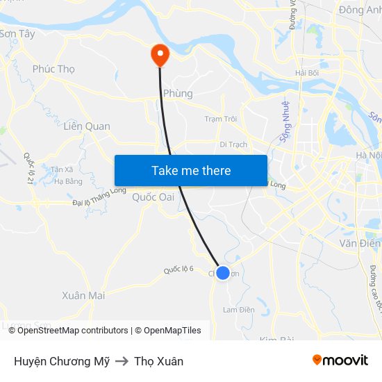 Huyện Chương Mỹ to Thọ Xuân map