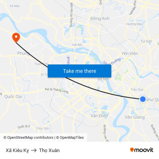 Xã Kiêu Kỵ to Thọ Xuân map