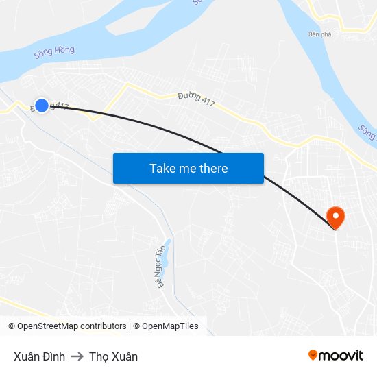 Xuân Đình to Thọ Xuân map