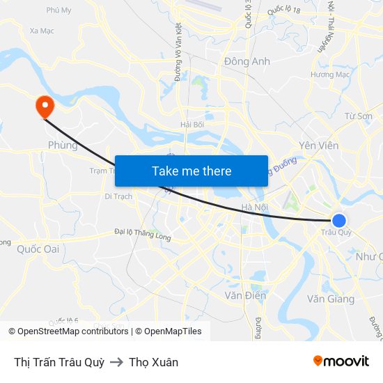 Thị Trấn Trâu Quỳ to Thọ Xuân map