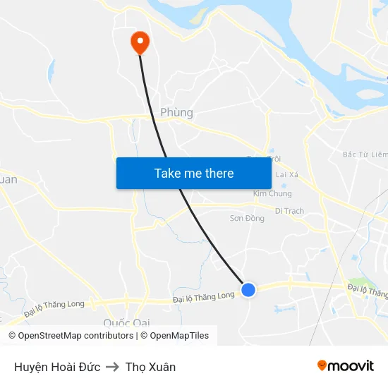 Huyện Hoài Đức to Thọ Xuân map