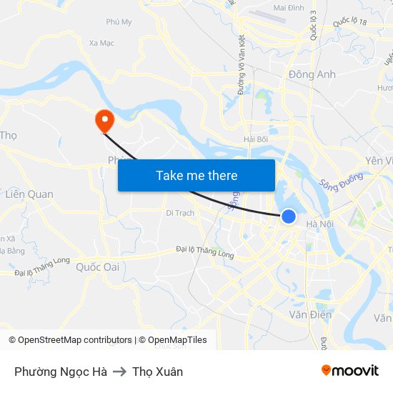 Phường Ngọc Hà to Thọ Xuân map