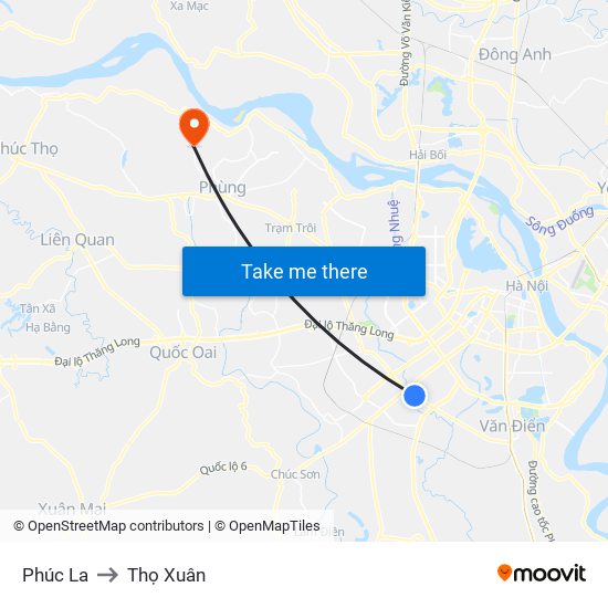 Phúc La to Thọ Xuân map