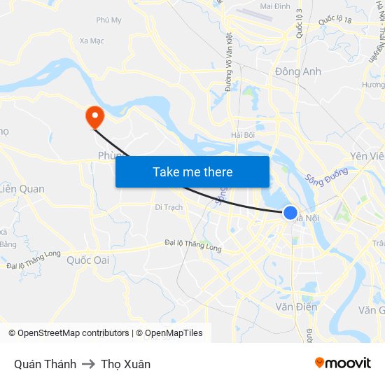 Quán Thánh to Thọ Xuân map