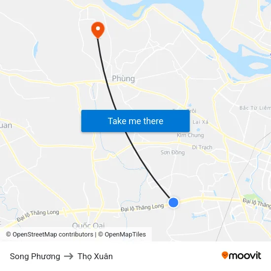 Song Phương to Thọ Xuân map