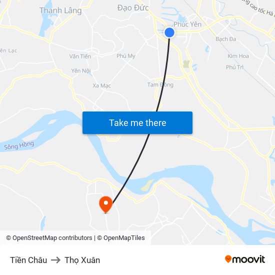 Tiền Châu to Thọ Xuân map