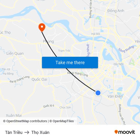 Tân Triều to Thọ Xuân map