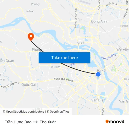 Trần Hưng Đạo to Thọ Xuân map