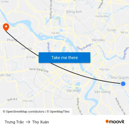 Trưng Trắc to Thọ Xuân map