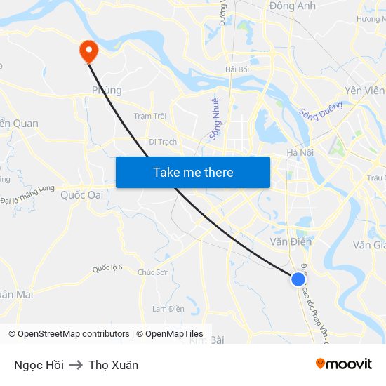 Ngọc Hồi to Thọ Xuân map