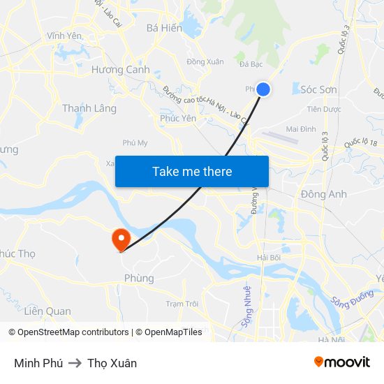 Minh Phú to Thọ Xuân map