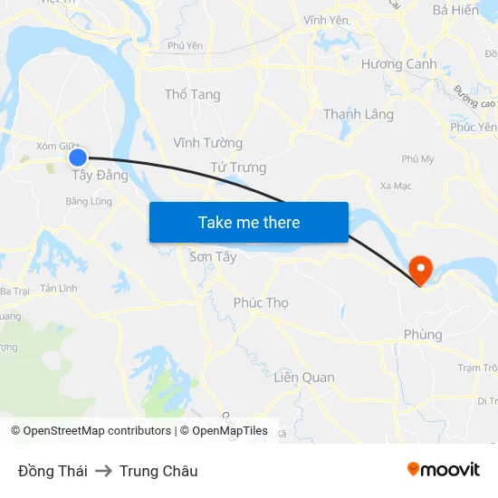 Đồng Thái to Trung Châu map
