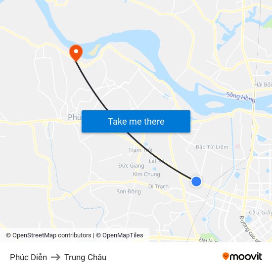 Phúc Diễn to Trung Châu map