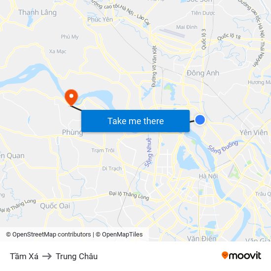 Tầm Xá to Trung Châu map