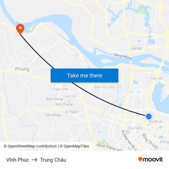 Vĩnh Phúc to Trung Châu map