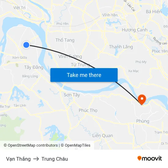 Vạn Thắng to Trung Châu map