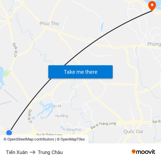 Tiến Xuân to Trung Châu map