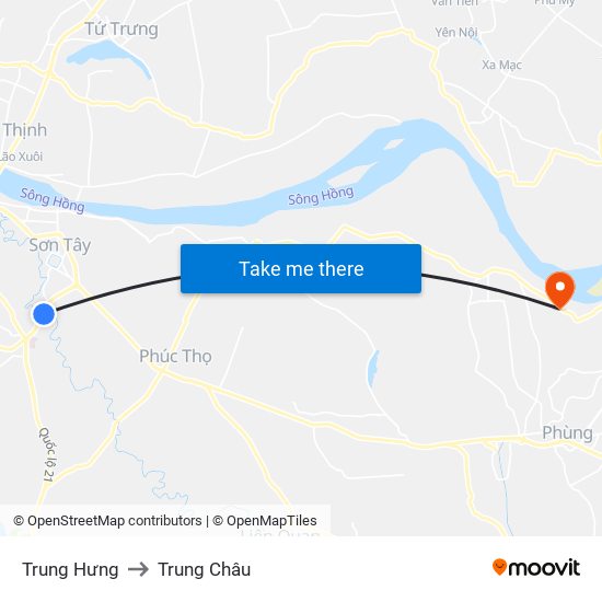 Trung Hưng to Trung Châu map