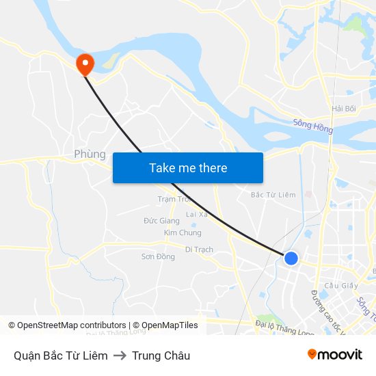 Quận Bắc Từ Liêm to Trung Châu map