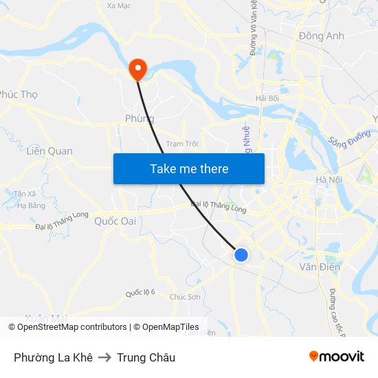 Phường La Khê to Trung Châu map