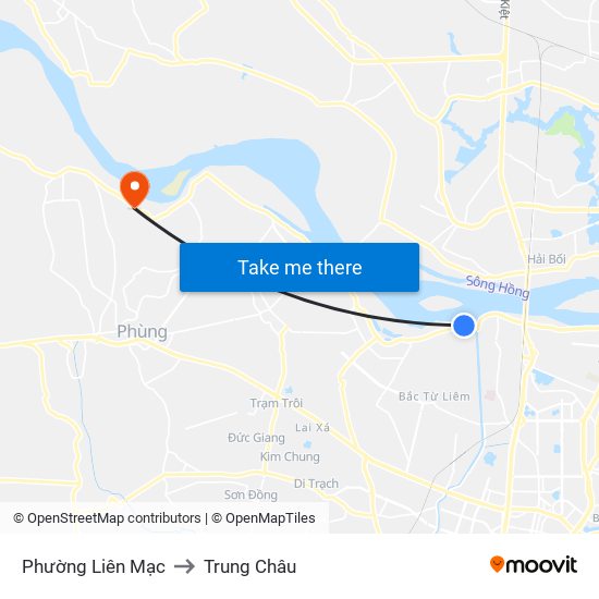 Phường Liên Mạc to Trung Châu map