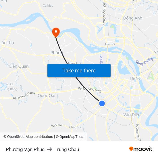 Phường Vạn Phúc to Trung Châu map