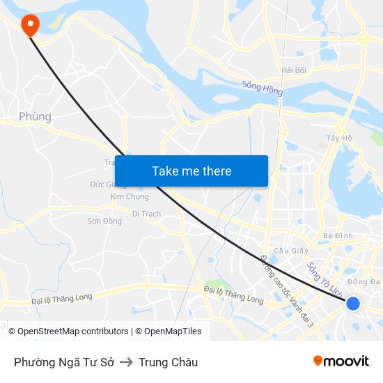 Phường Ngã Tư Sở to Trung Châu map