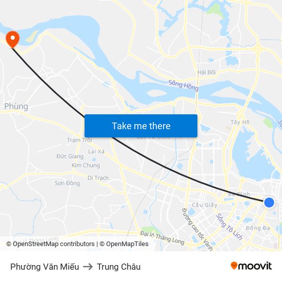 Phường Văn Miếu to Trung Châu map