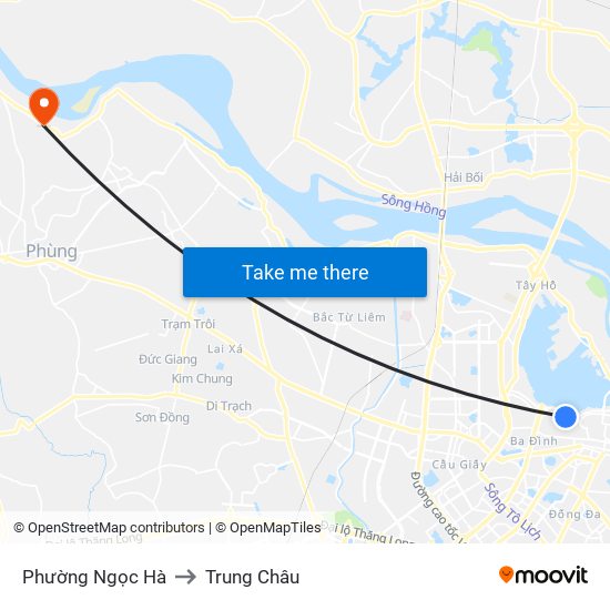 Phường Ngọc Hà to Trung Châu map