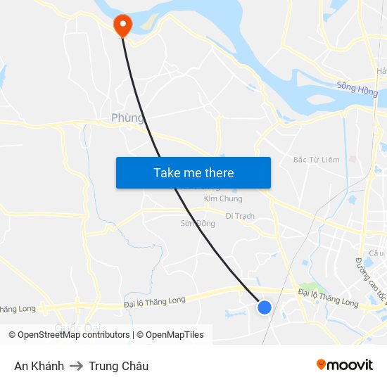 An Khánh to Trung Châu map