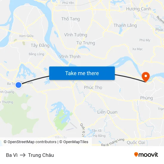 Ba Vì to Trung Châu map