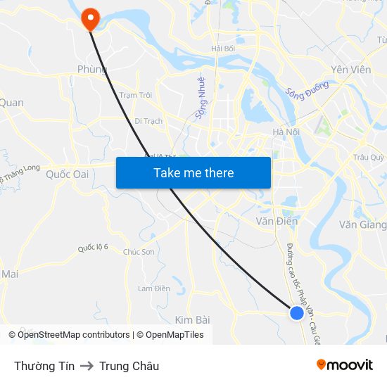 Thường Tín to Trung Châu map