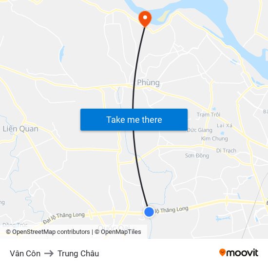 Vân Côn to Trung Châu map