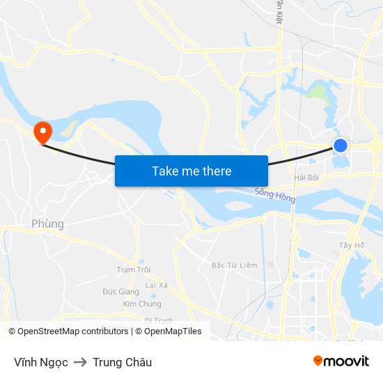 Vĩnh Ngọc to Trung Châu map