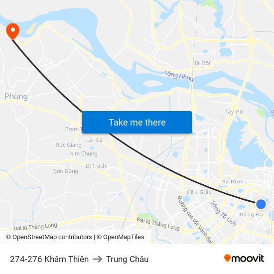 274-276 Khâm Thiên to Trung Châu map