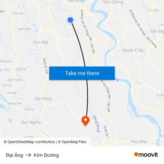 Đại Áng to Kim Đường map