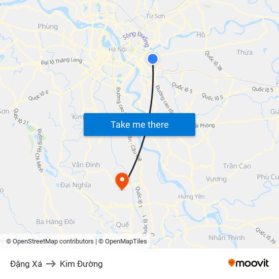 Đặng Xá to Kim Đường map